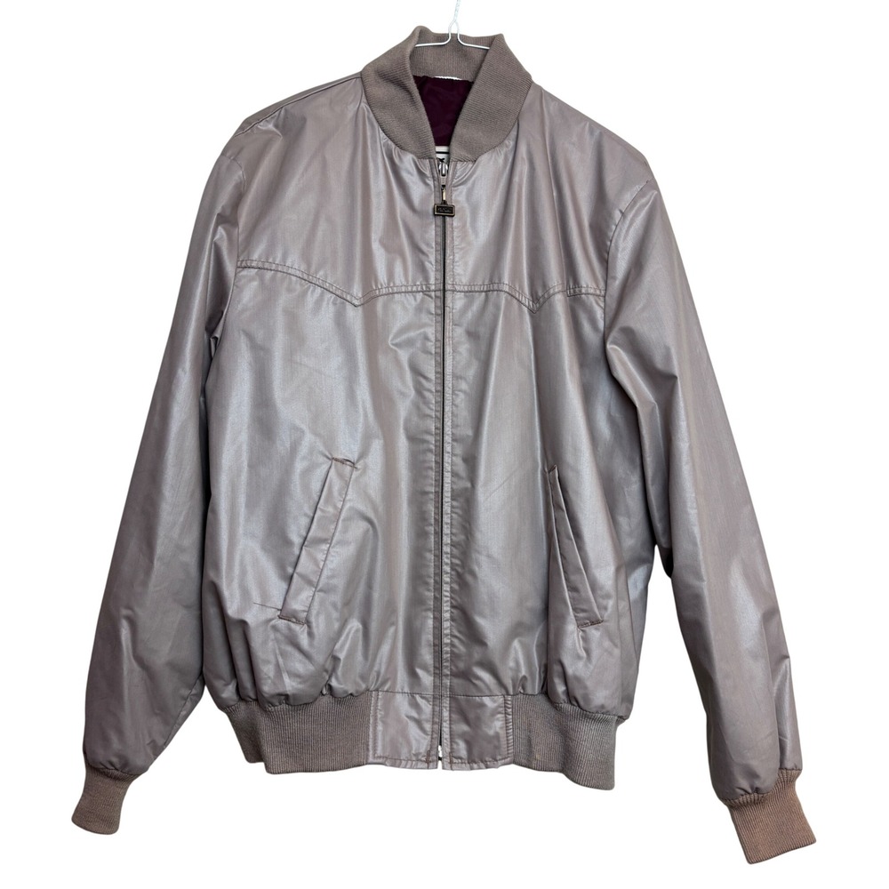 Walls Vintage 80s Western Bomber Jacket Taupe Iridescent Neutral Work Zip 2XL